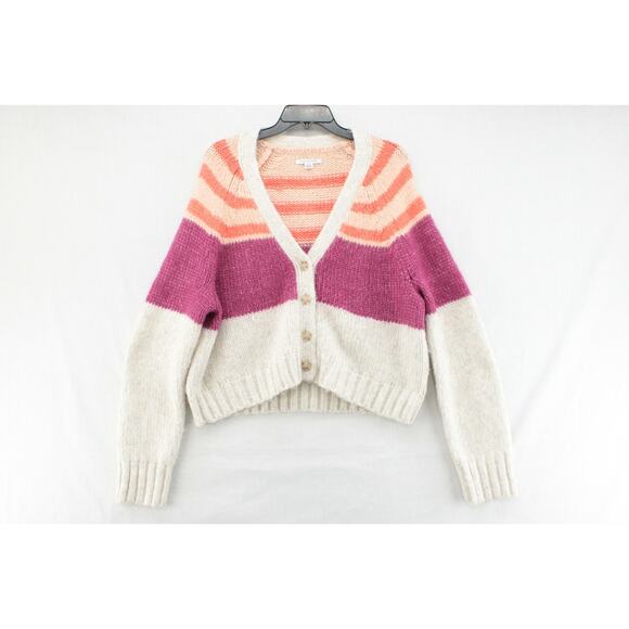 American Eagle Outfitters Sweaters - American Eagle Striped Cardigan Sweater Women's L Retro Hip Knit Button Up Crop